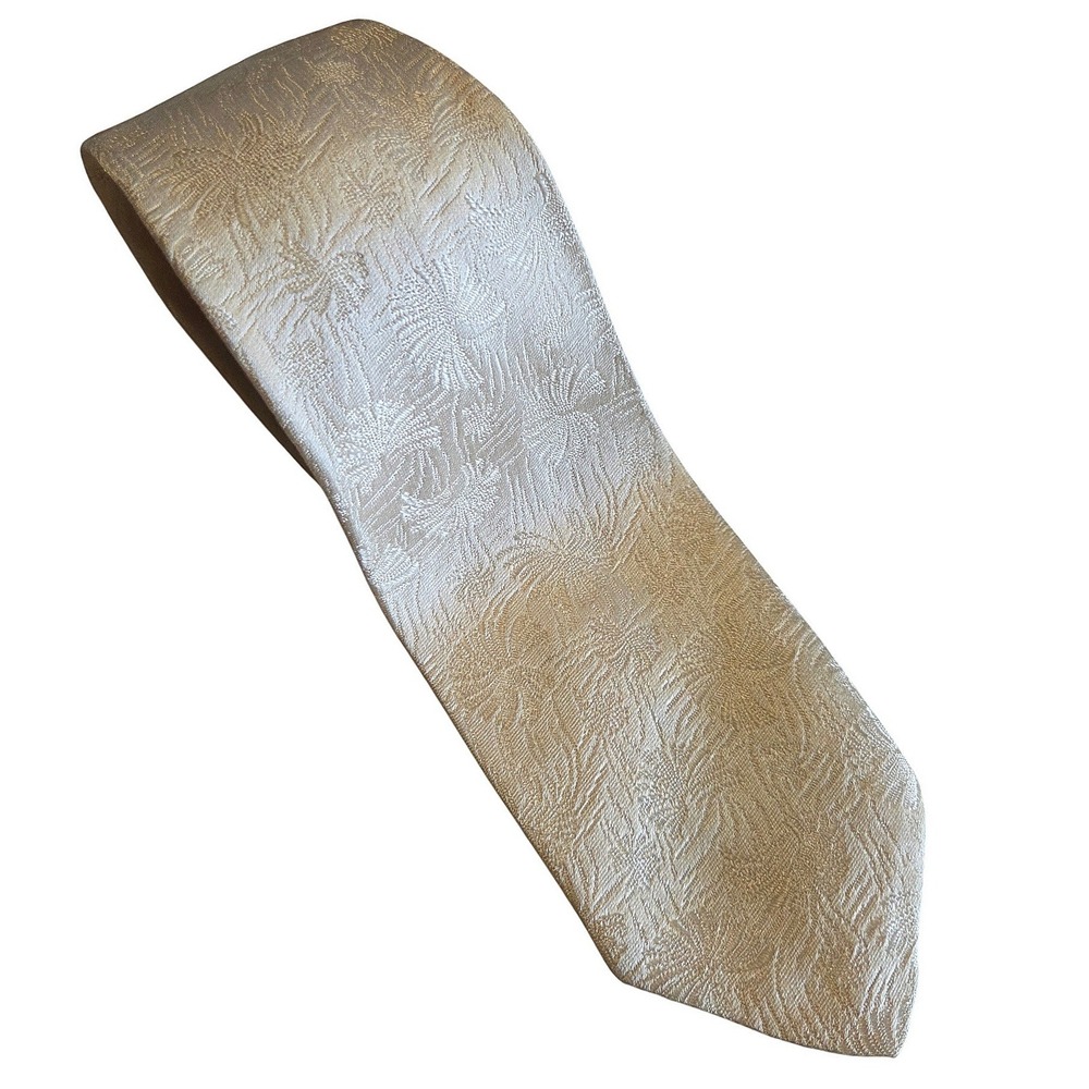 Don Loper Silk Tie Gold Champagne Floral Jacquard Vintage Wedding Formal